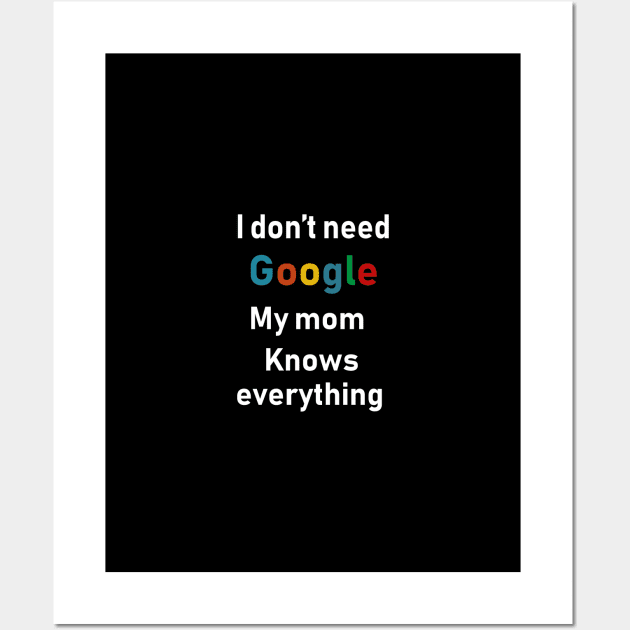 I don't need Google My mom knows everything Wall Art by Souna's Store